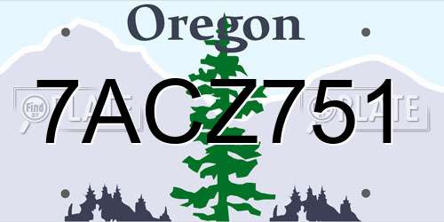 7ACZ751 Oregon License Plate