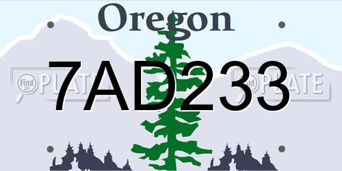 7AD233 Oregon License Plate