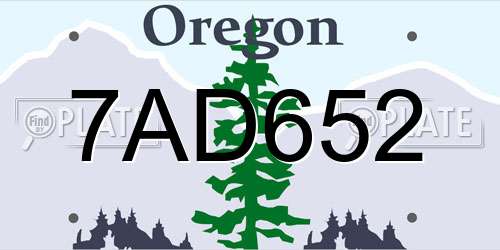 7AD652 Oregon License Plate
