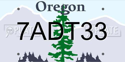 7ADT33 Oregon License Plate
