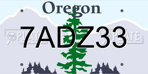 7ADZ33 Oregon License Plate