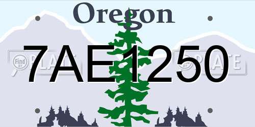7AE1250 Oregon License Plate