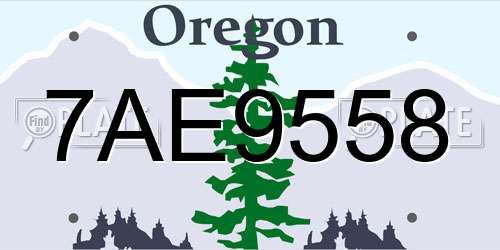 7AE9558 Oregon License Plate