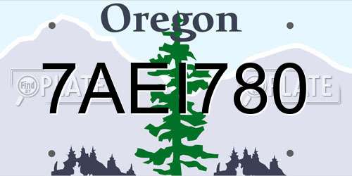 7AEI780 Oregon License Plate