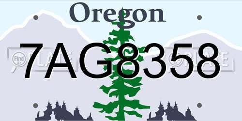 7AG8358 Oregon License Plate