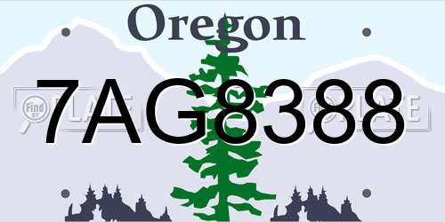 7AG8388 Oregon License Plate