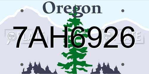 7AH6926 Oregon License Plate