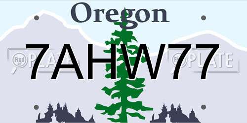 7AHW77 Oregon License Plate
