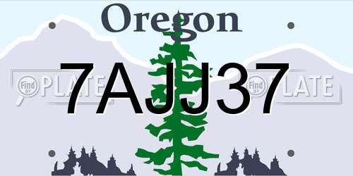 7AJJ37 Oregon License Plate