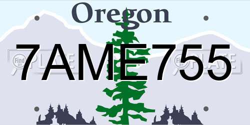 7AME755 Oregon License Plate