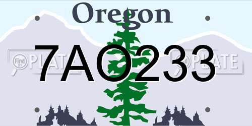 7AO233 Oregon License Plate