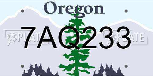 7AQ233 Oregon License Plate