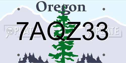 7AQZ33 Oregon License Plate