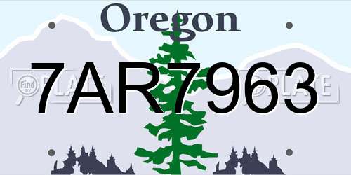 7AR7963 Oregon License Plate