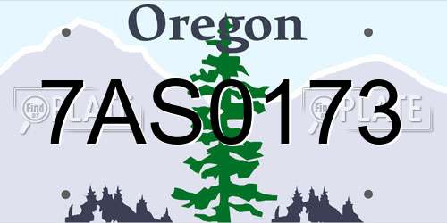 7AS0173 Oregon License Plate