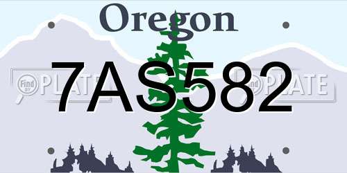 7AS582 Oregon License Plate