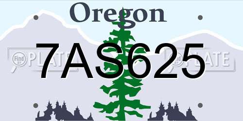 7AS625 Oregon License Plate