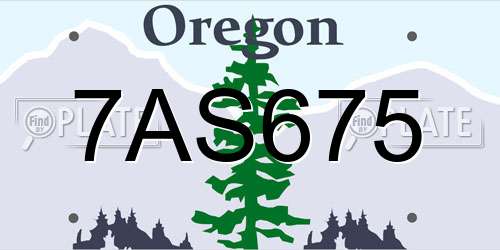 7AS675 Oregon License Plate