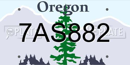 7AS882 Oregon License Plate