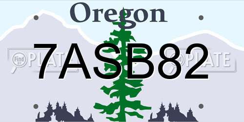 7ASB82 Oregon License Plate