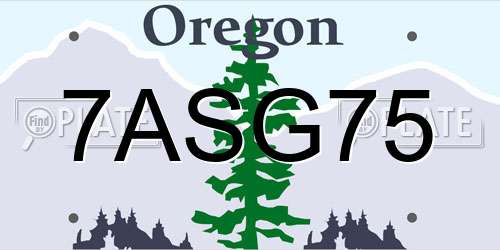7ASG75 Oregon License Plate