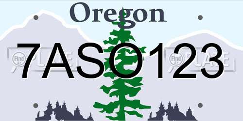 7ASO123 Oregon License Plate