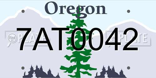 7AT0042 Oregon License Plate