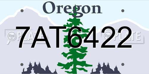 7AT6422 Oregon License Plate