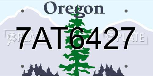 7AT6427 Oregon License Plate