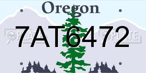 7AT6472 Oregon License Plate