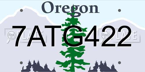 7ATG422 Oregon License Plate