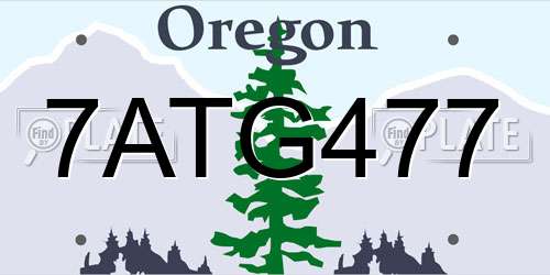 7ATG477 Oregon License Plate
