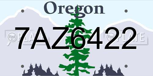 7AZ6422 Oregon License Plate