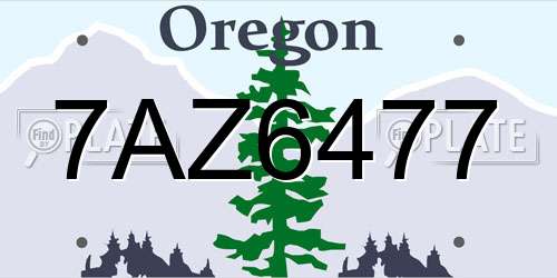 7AZ6477 Oregon License Plate