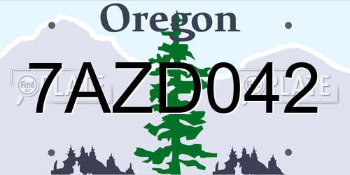 7AZD042 Oregon License Plate
