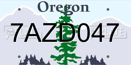 7AZD047 Oregon License Plate