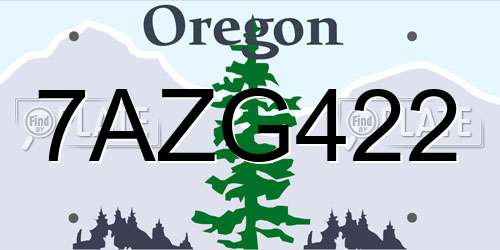 7AZG422 Oregon License Plate
