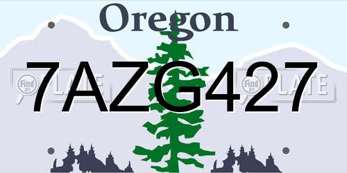 7AZG427 Oregon License Plate