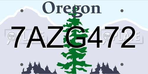 7AZG472 Oregon License Plate