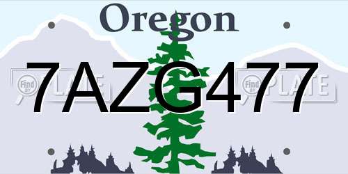 7AZG477 Oregon License Plate