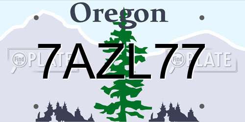 7AZL77 Oregon License Plate