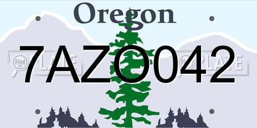 7AZO042 Oregon License Plate