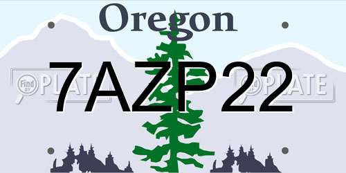 7AZP22 Oregon License Plate