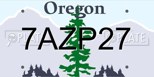 7AZP27 Oregon License Plate