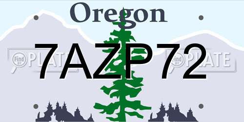 7AZP72 Oregon License Plate