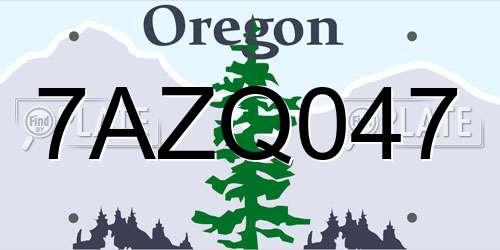 7AZQ047 Oregon License Plate