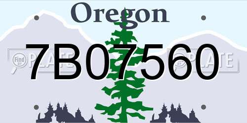 7B07560 Oregon License Plate