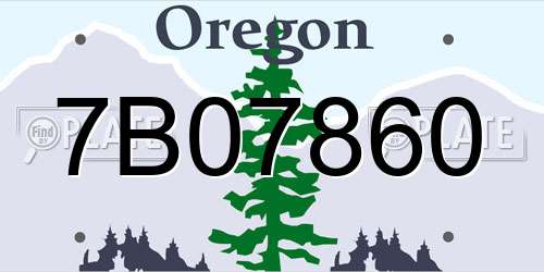 7B07860 Oregon License Plate