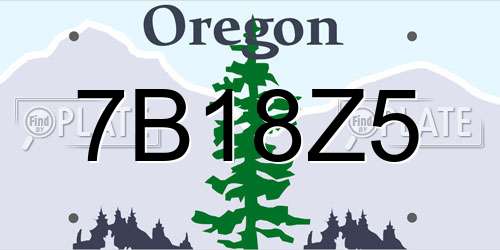 7B18Z5 Oregon License Plate