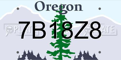 7B18Z8 Oregon License Plate